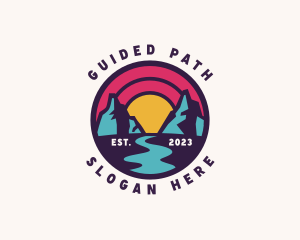 Mountain Path Sunset Travel logo design