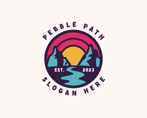 Mountain Path Sunset Travel logo design