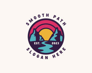 Mountain Path Sunset Travel logo design