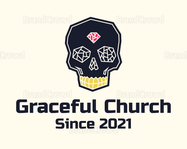Crystal Gemstone Skull Skeleton Logo