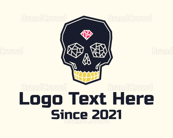 Crystal Gemstone Skull Skeleton Logo