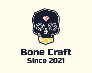 Skeleton - Crystal Gemstone Skull Skeleton logo design