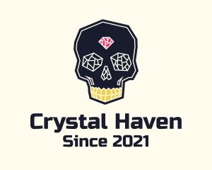 Crystal Gemstone Skull Skeleton logo design