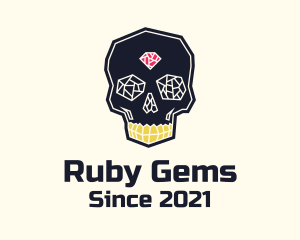 Ruby - Crystal Gemstone Skull Skeleton logo design