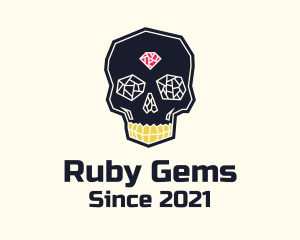 Crystal Gemstone Skull Skeleton logo design