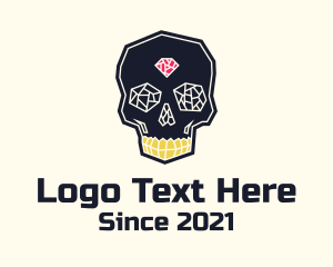 Ruby - Crystal Gemstone Skull Skeleton logo design