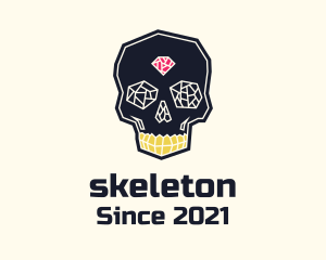 Crystal Gemstone Skull Skeleton logo design