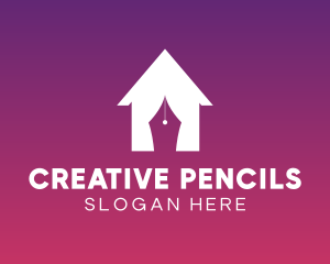 House Curtain Pen logo design