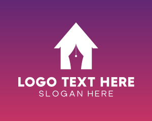 Roof - House Curtain Pen logo design