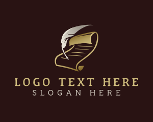 Scroll - Writing Quill Feather logo design