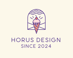 Ice Cream Sugar Badge logo design