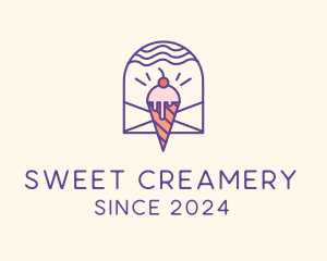 Ice Cream Sugar Badge logo design