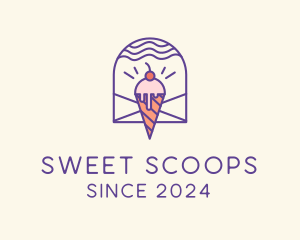 Ice Cream Sugar Badge logo design