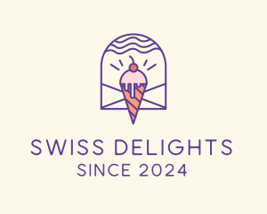 Ice Cream Sugar Badge logo design