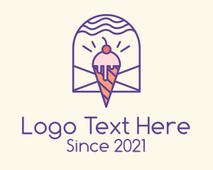 Cafeteria - Ice Cream Monoline Badge logo design