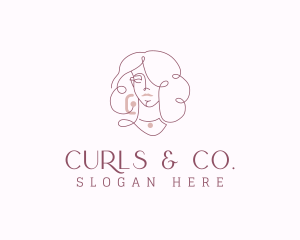 Curl Jewelry Lady logo design