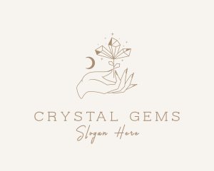 Precious Stone Plant Hand logo design