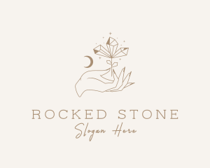 Precious Stone Plant Hand logo design