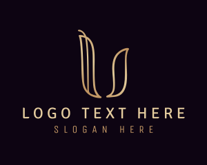 Beauty - Gold Calligraphy Letter U logo design