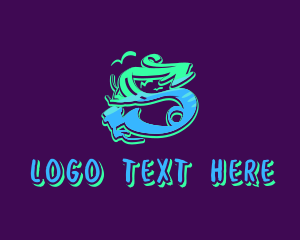 Tattoo Studio - Neon Graffiti Art Letter S logo design
