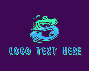 Teen - Neon Graffiti Art Letter S logo design