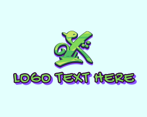Mural  Artist - Green Graffiti Art Letter X logo design