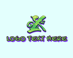 Street  Art - Green Graffiti Art Letter X logo design