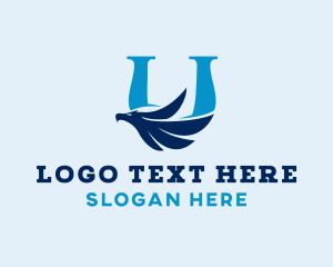 Veteran - Aviation Eagle Letter U logo design