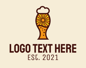 Booze - Sunshine Beer Glass logo design