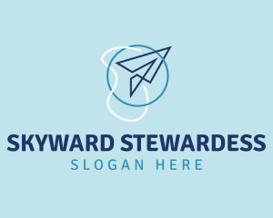 Stewardess - Paper Plane Flight Circle logo design