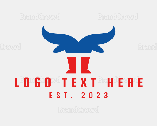 Patriotic Cow Letter T Logo