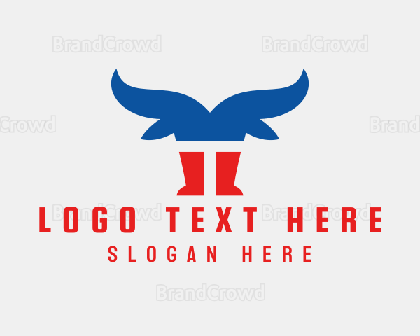 Patriotic Bull Letter T Logo