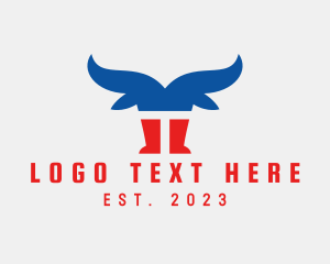 Western - Patriotic Cow Letter T logo design