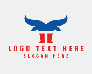 Western - Patriotic Bull Letter T logo design