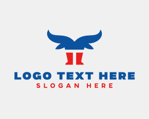 Livestock - Patriotic Bull Letter T logo design