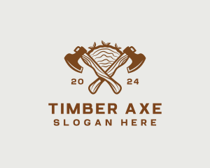 Axe Logging Carpentry logo design