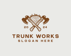 Trunk - Axe Logging Carpentry logo design