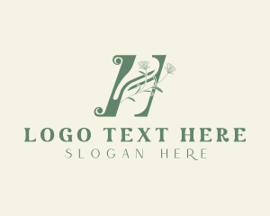 Stationery - Floral Spa Nature Letter H logo design