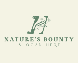 Floral Spa Nature Letter H logo design