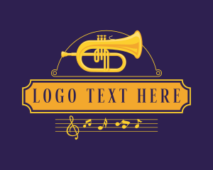 Musical Note - Trumpet Musical Instrument logo design