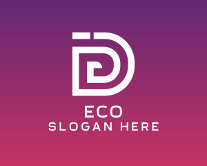 Digital Letter D Whirl Logo