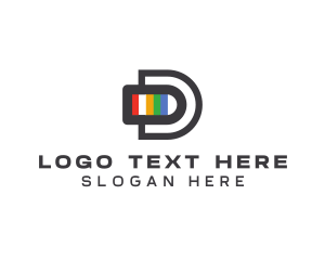 Outline - Colorful Digital Letter D logo design