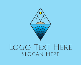 Island - Tropical Ocean Island Diamond logo design