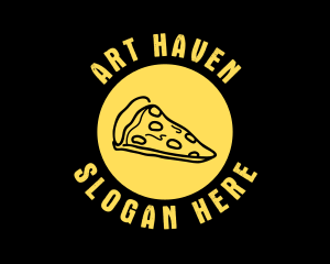 Yellow Cheese Pizza Slice logo design