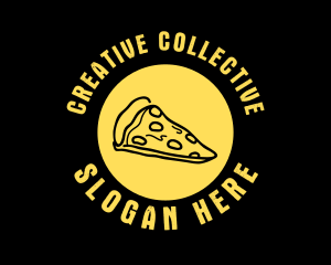 Yellow Cheese Pizza Slice logo design