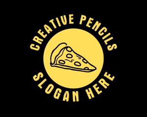 Yellow Cheese Pizza Slice logo design