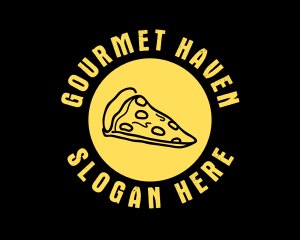 Yellow Cheese Pizza Slice logo design