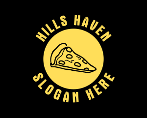 Yellow Cheese Pizza Slice logo design