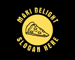 Yellow Cheese Pizza Slice logo design