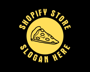 Yellow Cheese Pizza Slice logo design